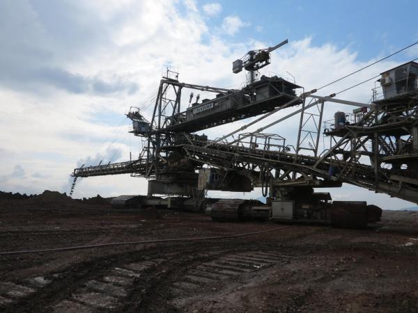 A massive lignite excavator in the Southern Field lignite mine in Ptolemaida, Greece