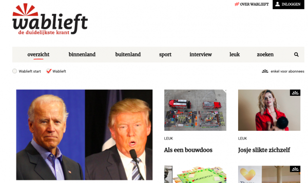 A screenshot of Wablieft's website