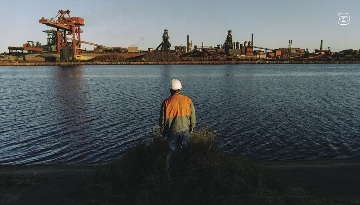 PhotoA worker in front of the ArcelorMittal facilities in Dunkirk, France.
