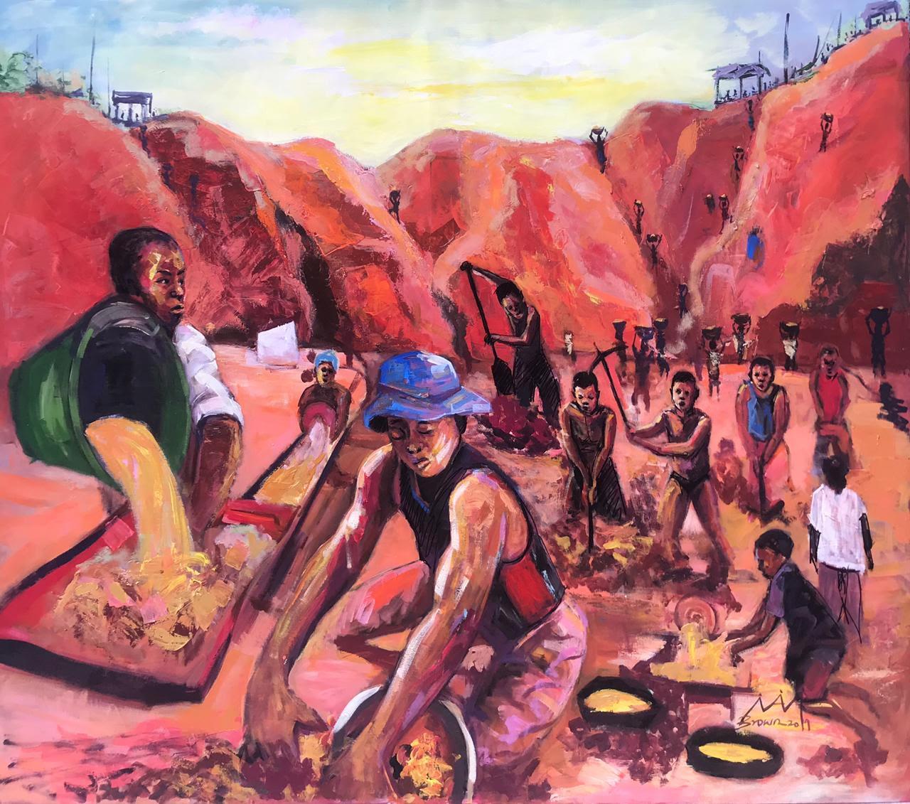 Painting for Gulf News by Brown Dike Ojoba aka Kingbrown