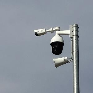 Camera at refugee camp on Samos