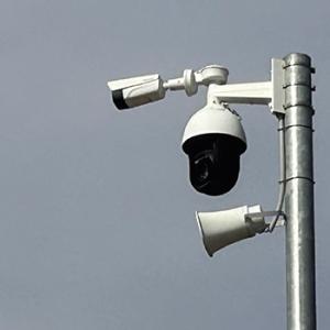 Camera at refugee camp on Samos