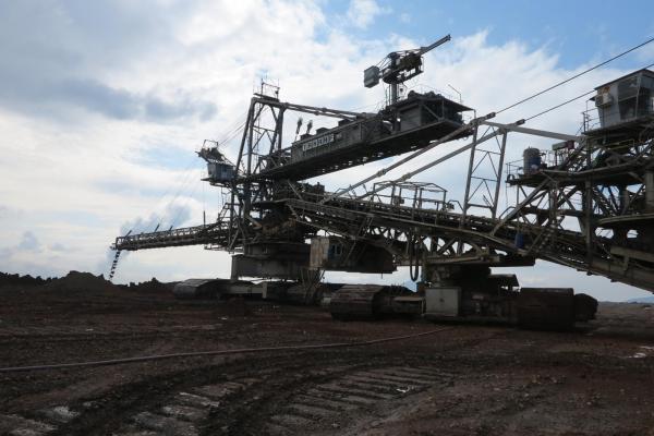 A massive lignite excavator in the Southern Field lignite mine in Ptolemaida, Greece