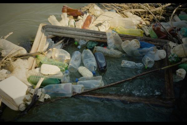 Trash near the rice fields in Greece