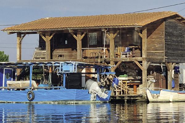 fishermen huts in the estuary near Chalastra in Greece