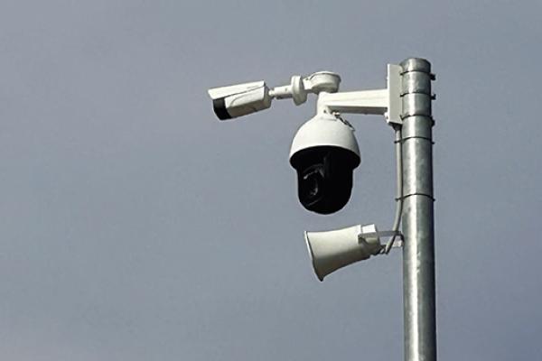 Camera at refugee camp on Samos