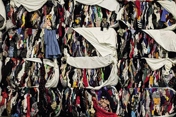 Endless clothes on a large textile processing facility in Catalonia, Spain. 